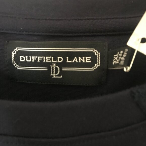 Duffield Lane Delaine Pullover Sweatshirt Navy Women's 3XL Ruffle Zipper Accent - Picture 3 of 6